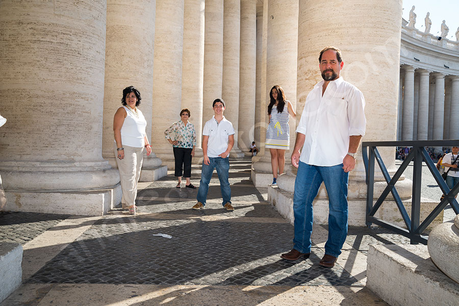 Taking picture in Piazza San Pietro Saint Peter's square in Rome