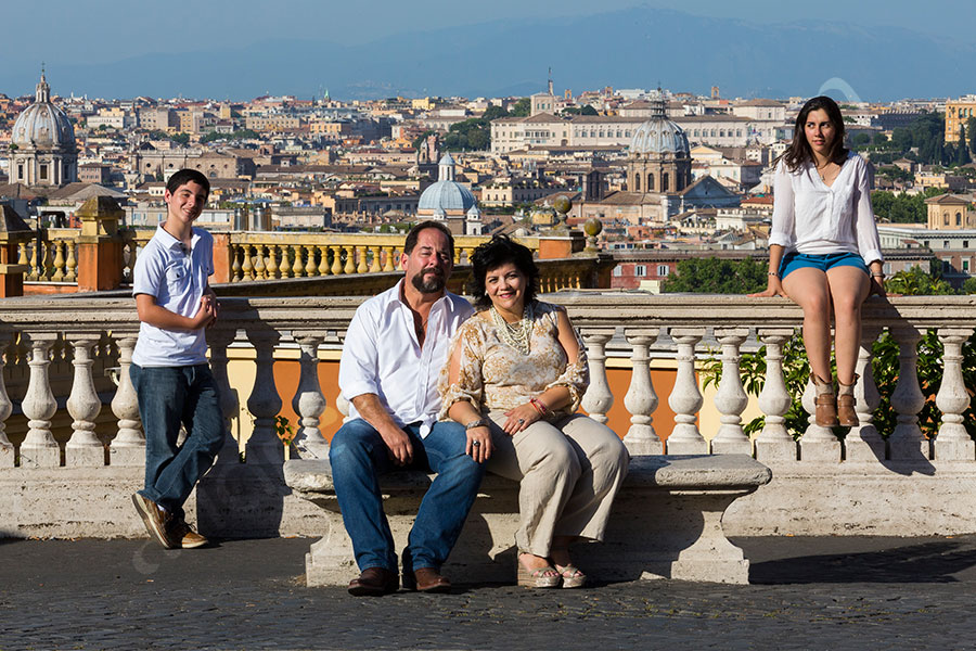 Family photo taken at Gianicolo in Rome Italy