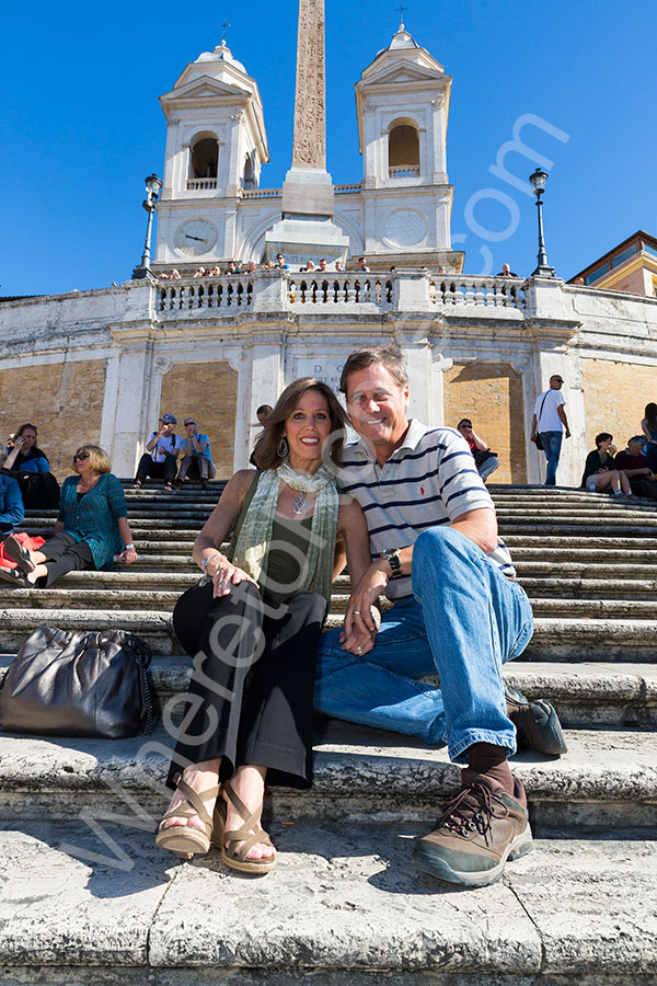 Sitting down on the Spanish steps in Rome