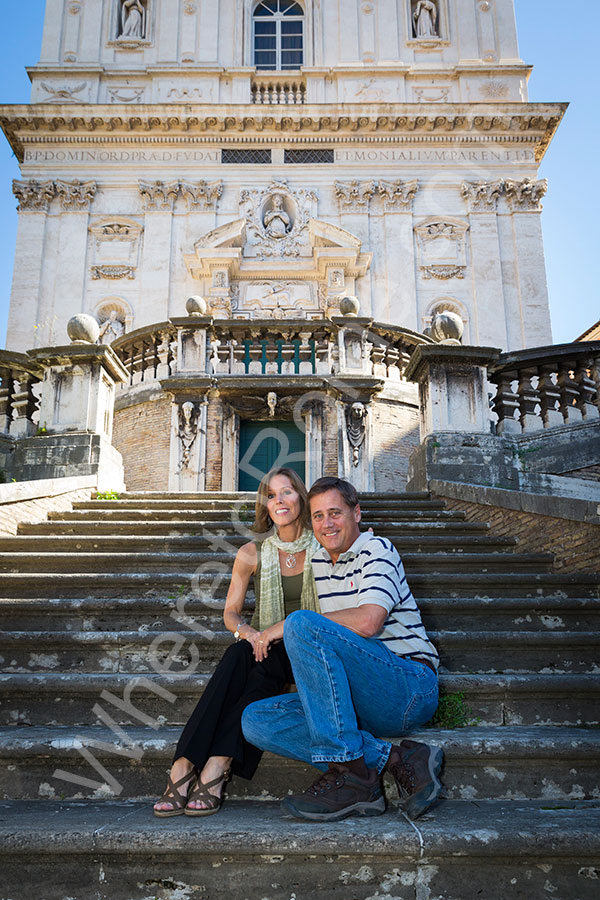 Pictures on the steps of a Church in Rome