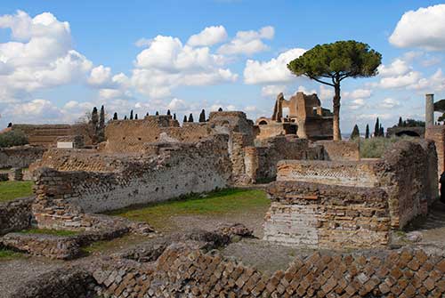 Ruins at Hadrian's Villa in Tivoli, Italy.