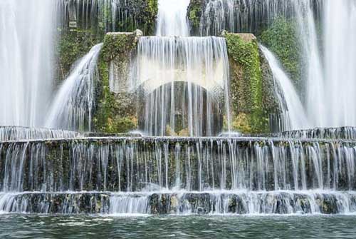 Water fall close up fountain Villa d'Este