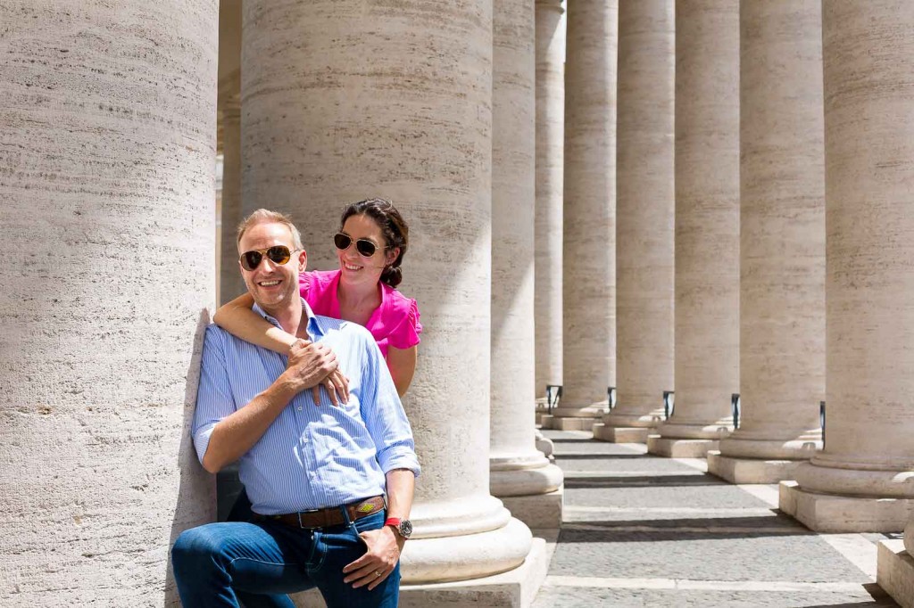 Couple pictures taken underneath the columns of Saint Peter's.