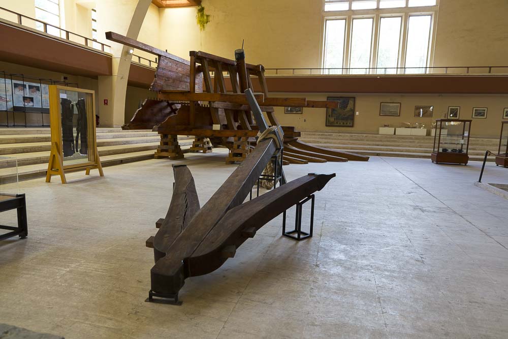 Interior view of the museum of roman ships in Nemi