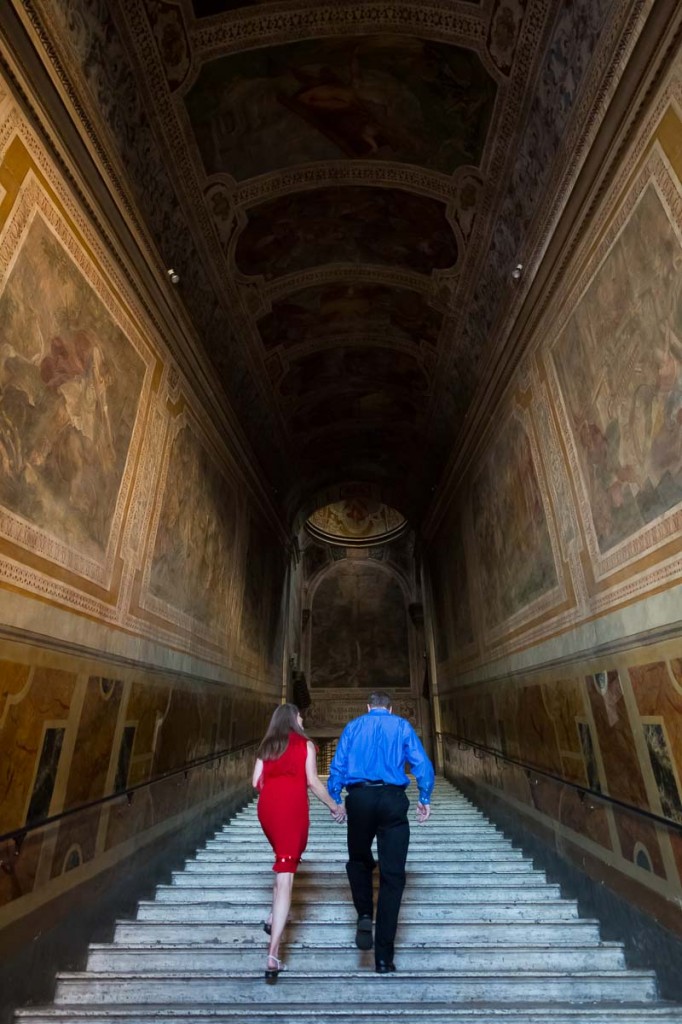 Walking up the side steps of the Scala Santa.