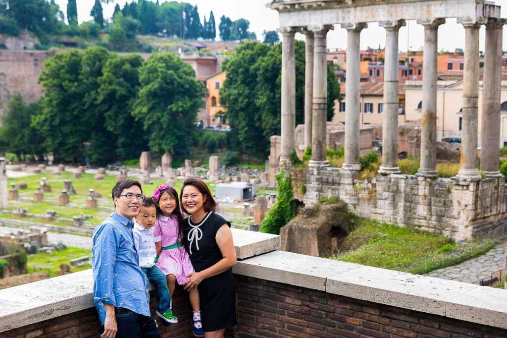 Close up family with ruins