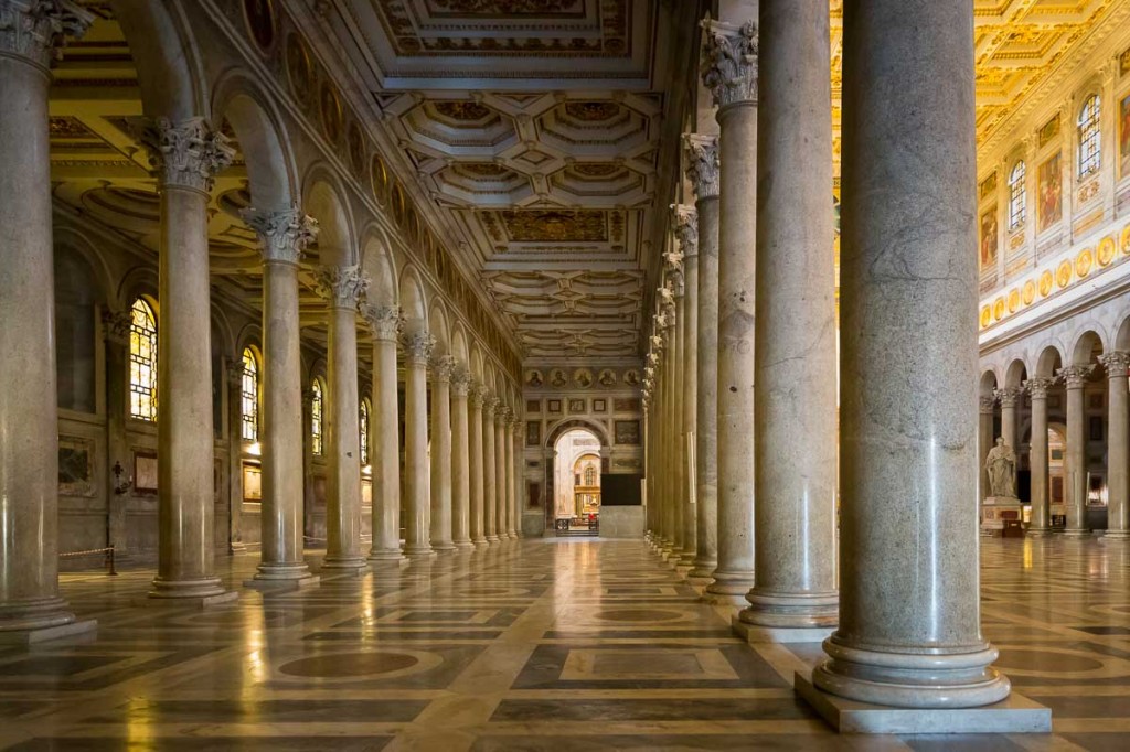 Inside Basilica Church San Paul. San Paolo Fuori le Mura. Rome.