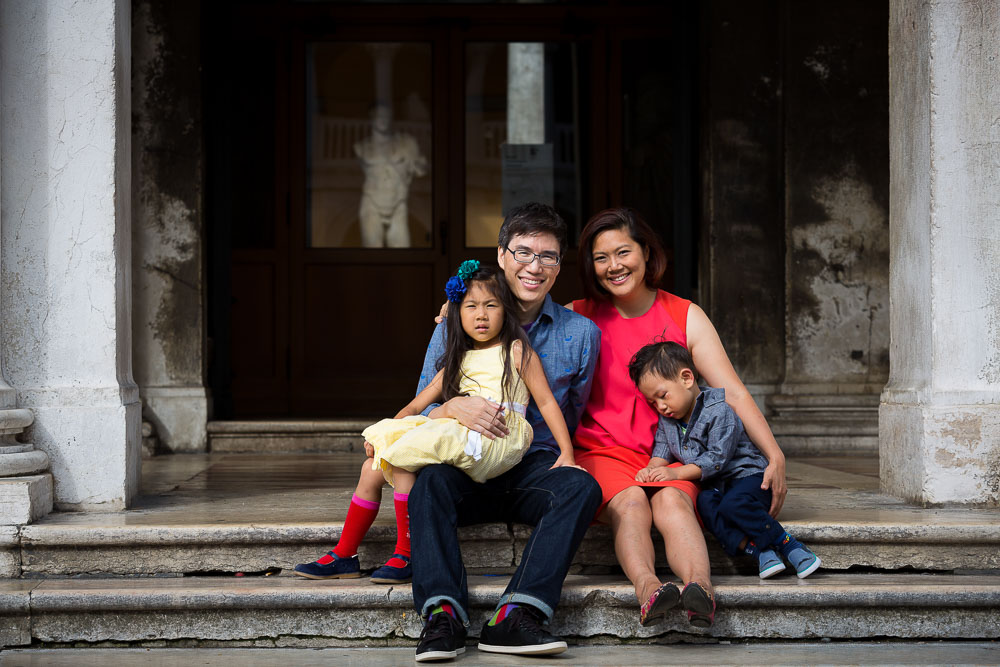 Sitting down family picture in Venice