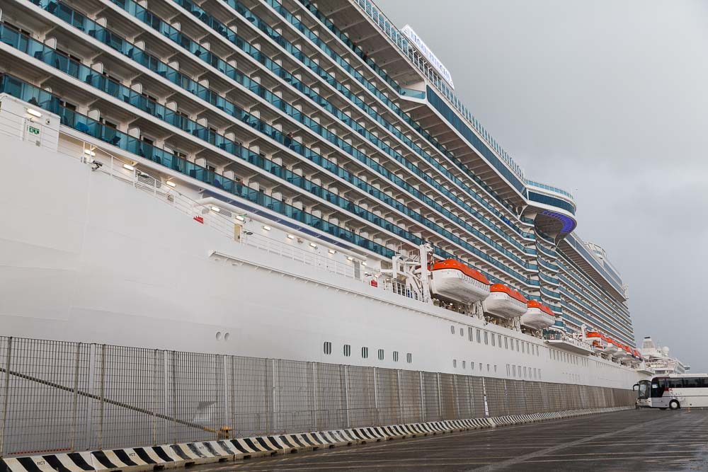 Cruise ship full view at Civitavecchia port