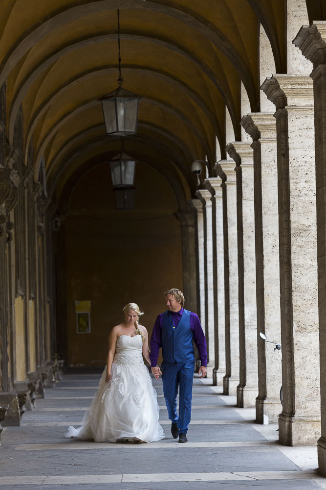 Walking under portico columns