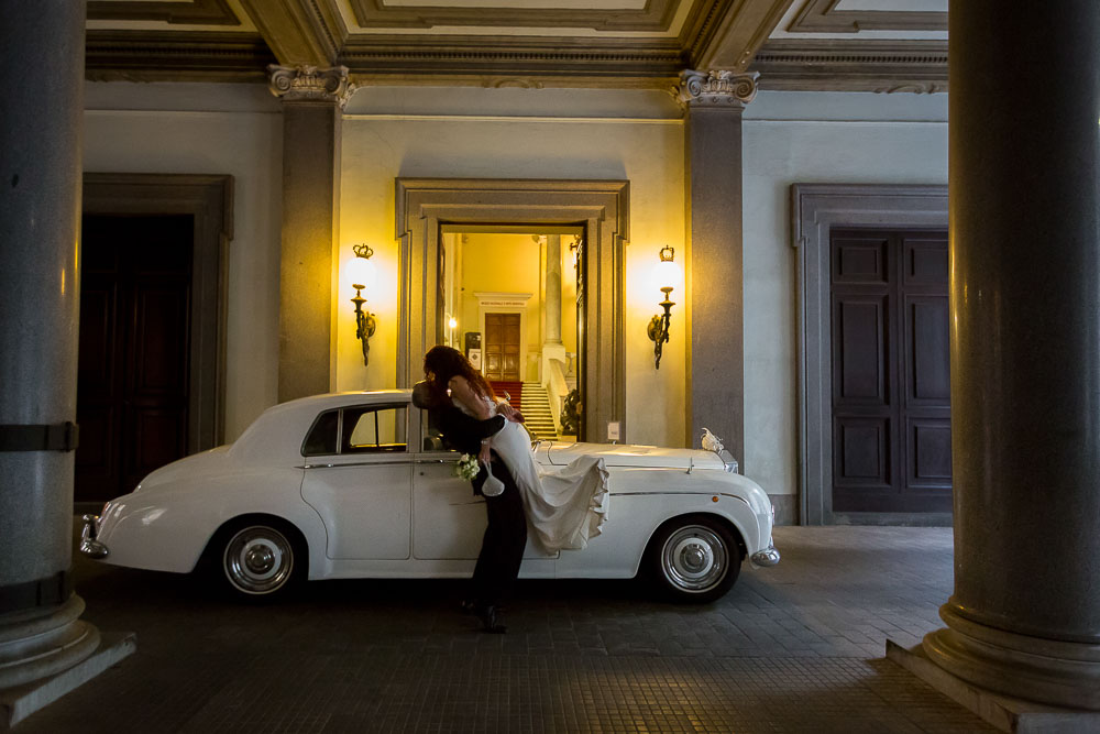 Picture taken of the newlyweds with the Rolls Royce Silver Cloud