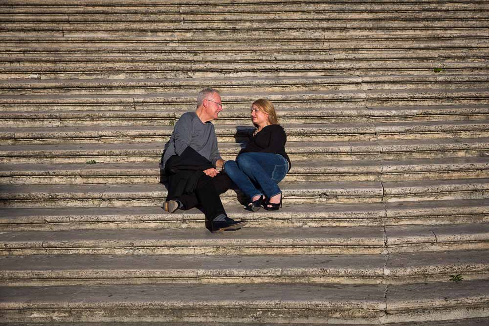 Sitting down on the Spanish Steps.