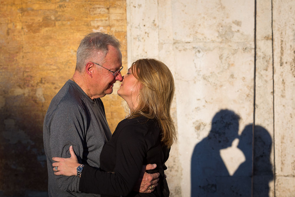 Kissing shadows on the wall.