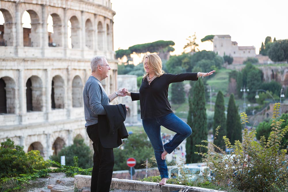 Yoga poses at the Colosseum.