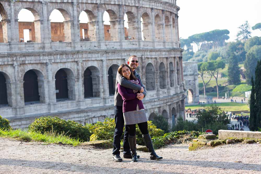 Couple photographed together during a shoot at the Colosseum.