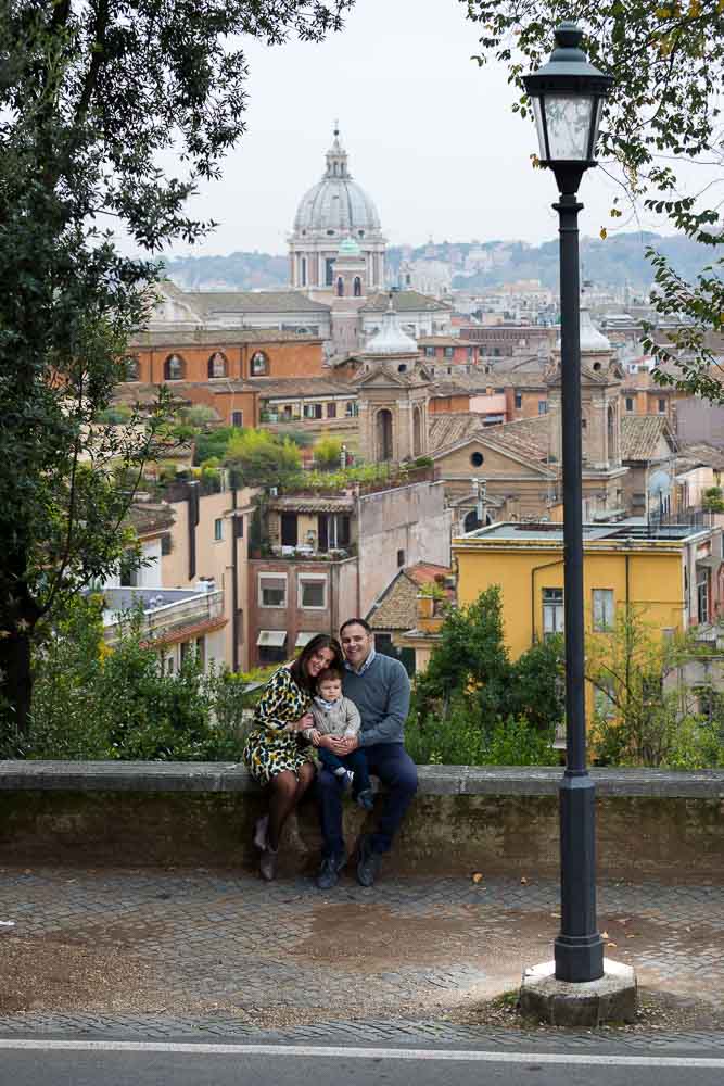 Full view picture from Pincio Park. Roman rooftops as backdrops.