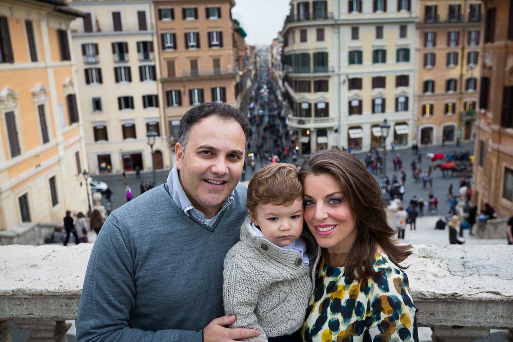 Close image of a family during a visit in Rome