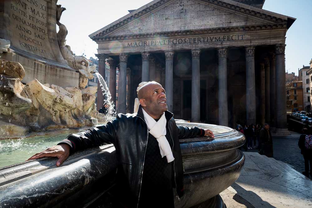 Posed image taken at the Pantheon water fountain