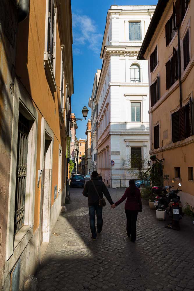 Walking hand in hand while visiting the city