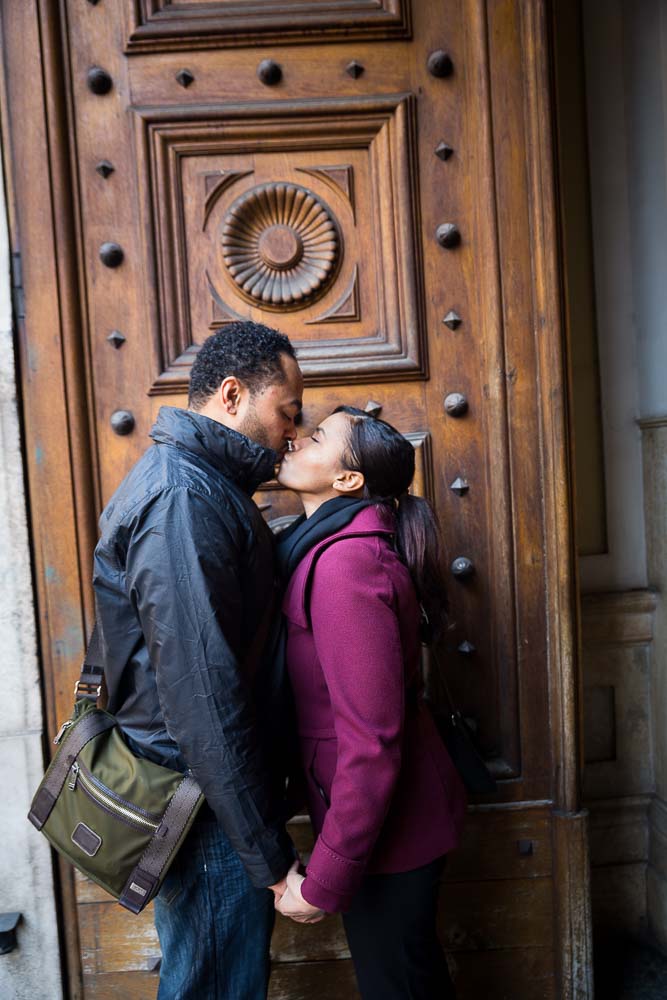 Romantic imagery by a door