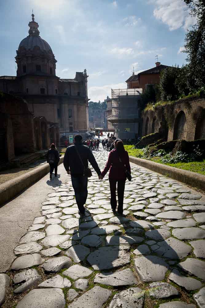 Ancient cobble stone streets leading to the historical center