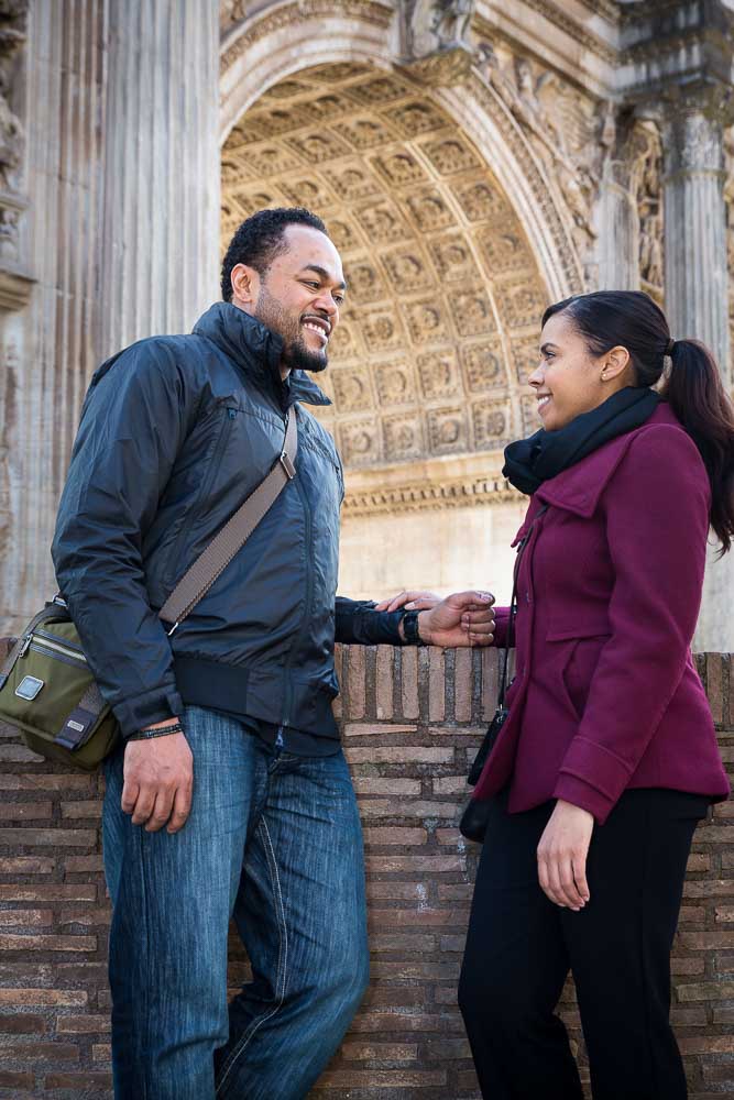 Couple photographed together in Rome by Severino arc