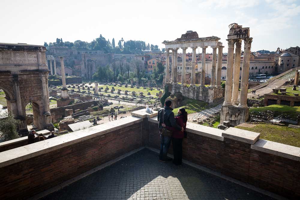 The spectacular view over the Roman Forum from above