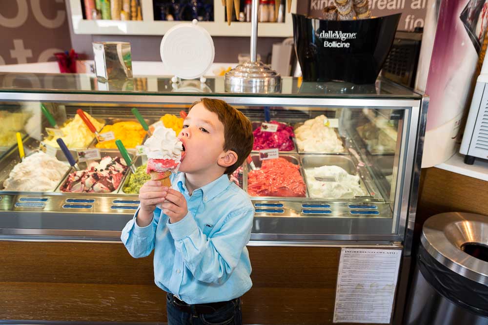 Kid eating Italian ice cream