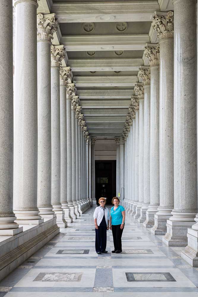 The outside colonnade found outside St. Paul's Basilica in the roman outskirts 