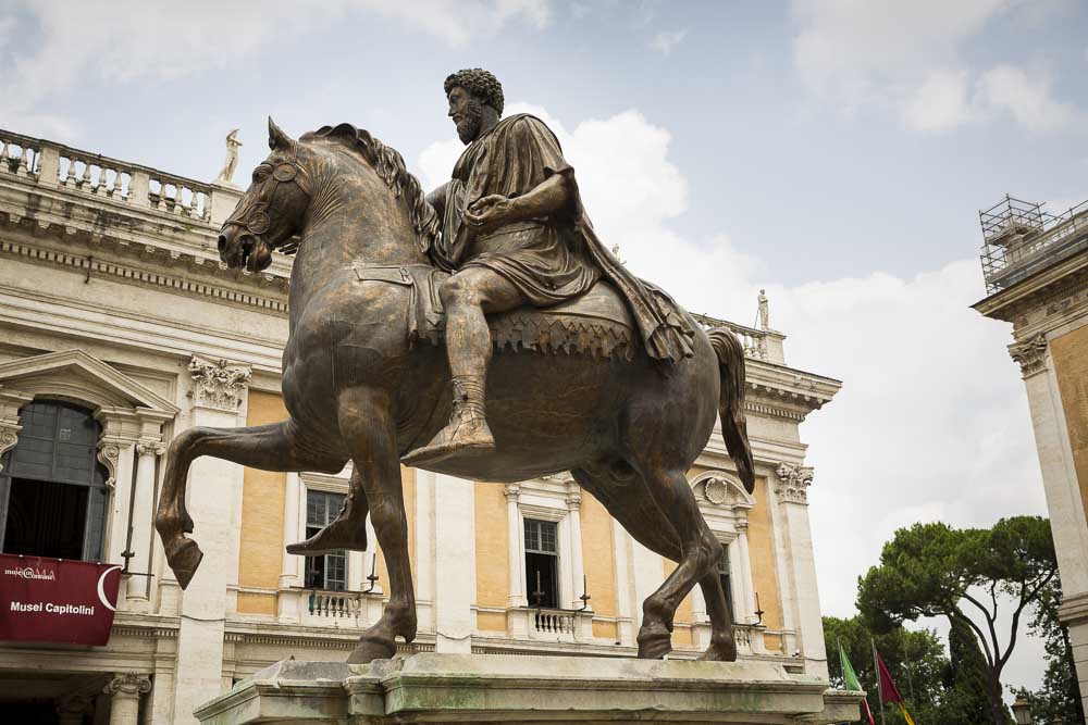 Equestrian statue of Marcus Aurelius found in Piazza del Campidoglio