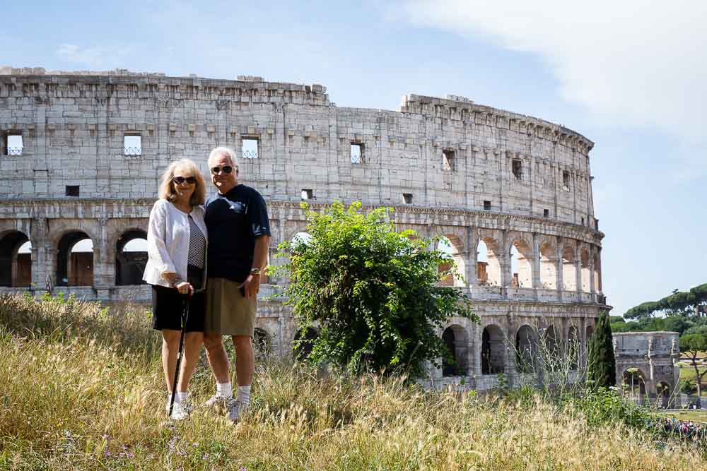 Portrait picture at the Roman Colosseum during a private car tour of the city