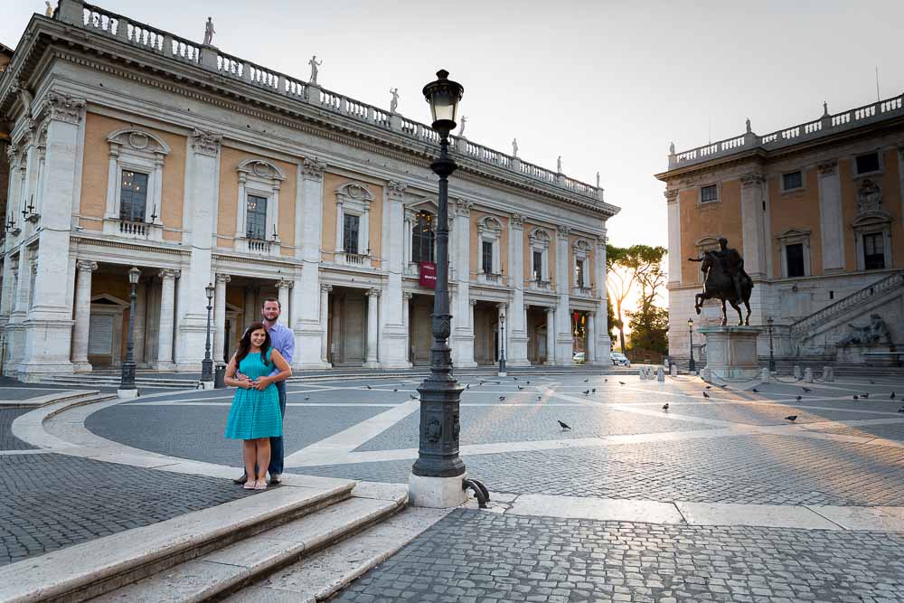 Piazza del Campidoglio early morning couple portrait 