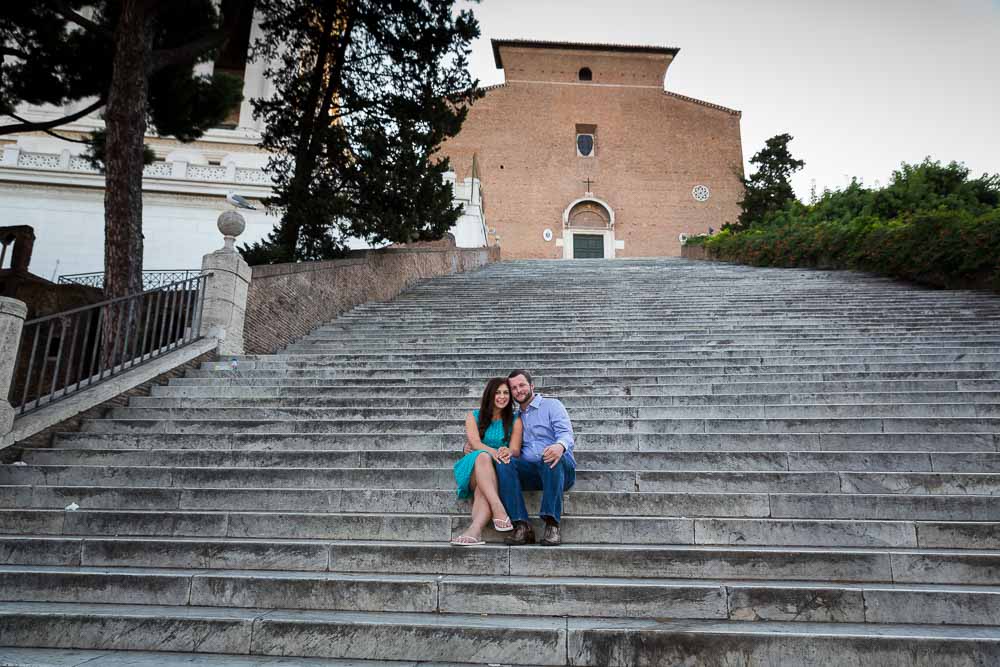 Sitting down on a church stair