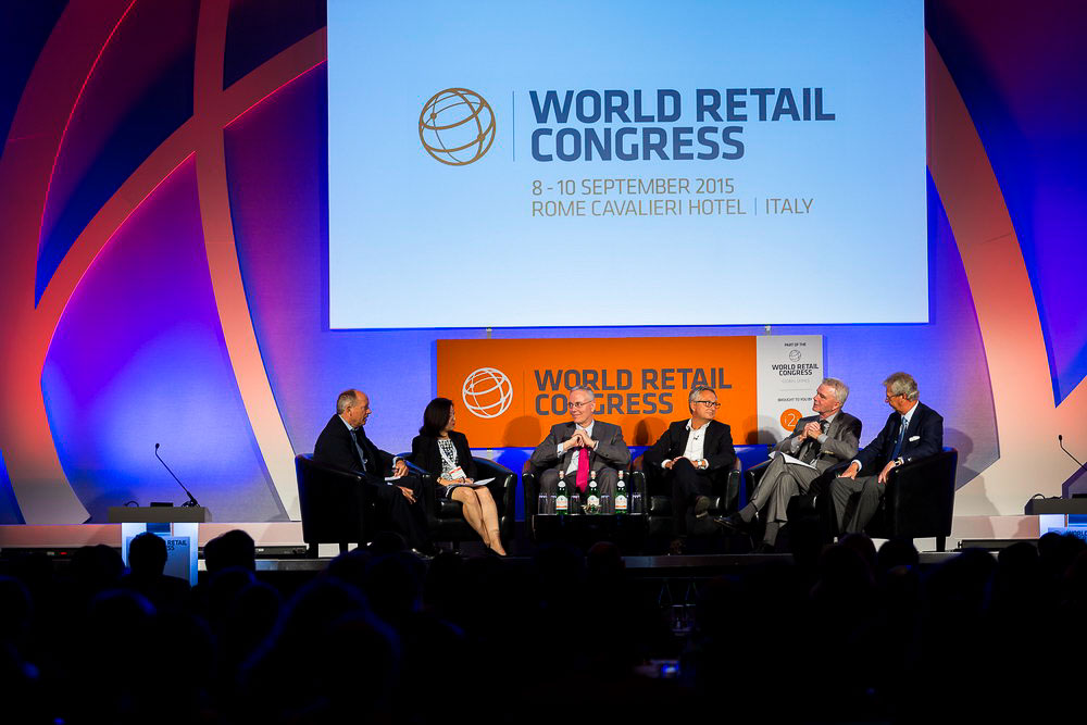 World Retail Congress in Rome speaking on the stage