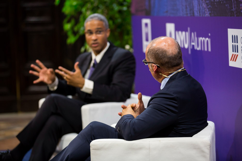 Speakers involved in a public discussion