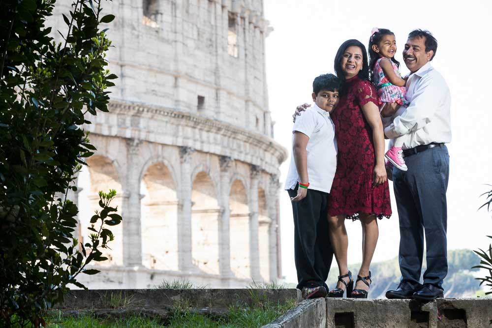 Portrait picture of a family at the Roman Coliseum