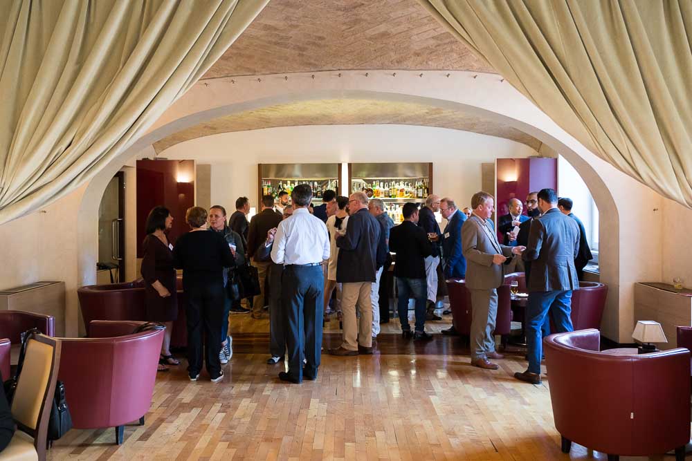 Conference reception inside a hotel