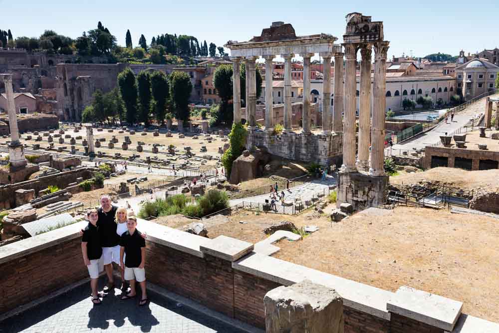 Posed image by the ancient ruins