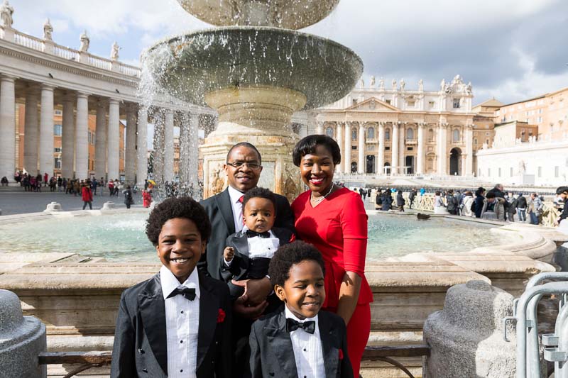 Portrait images taken by the water fountain in Saint Peter's square