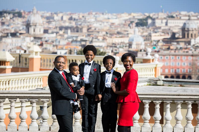 Group picture overlooking the roman scenery in the background