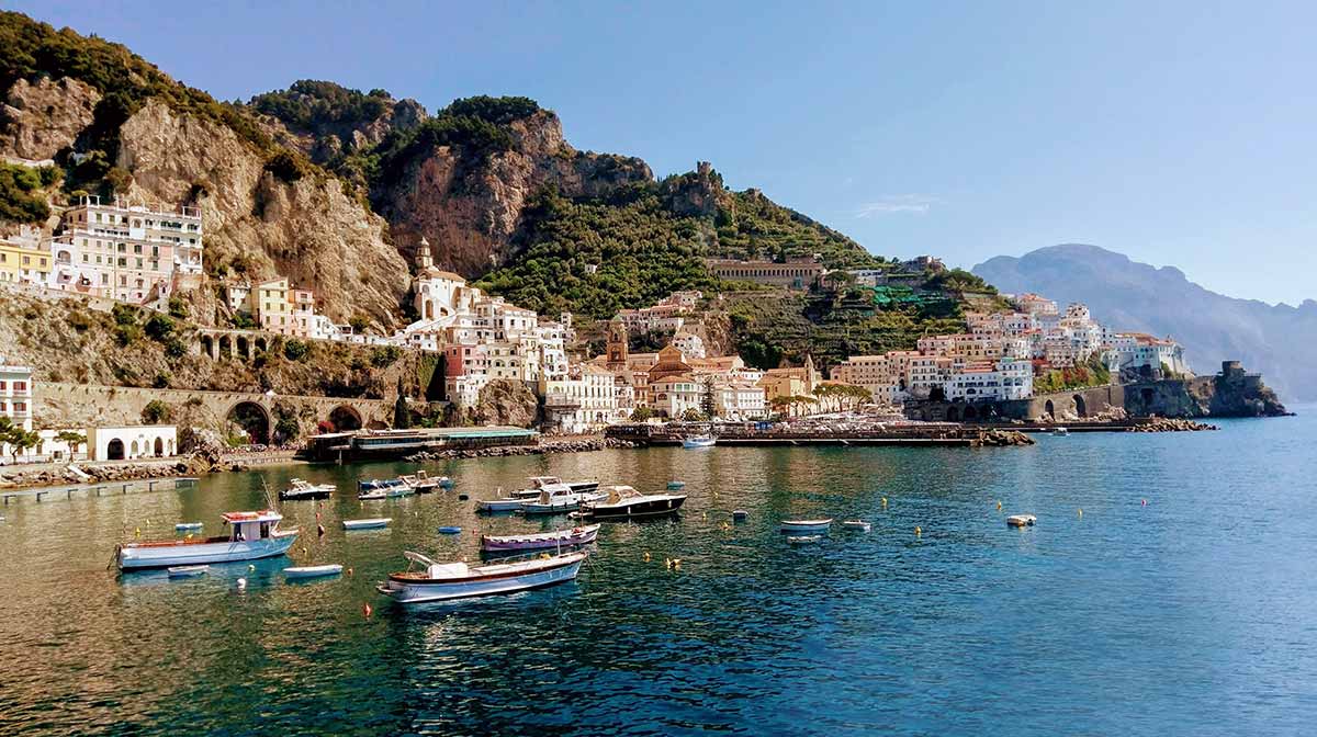 Amalfi coast car service local bay port view