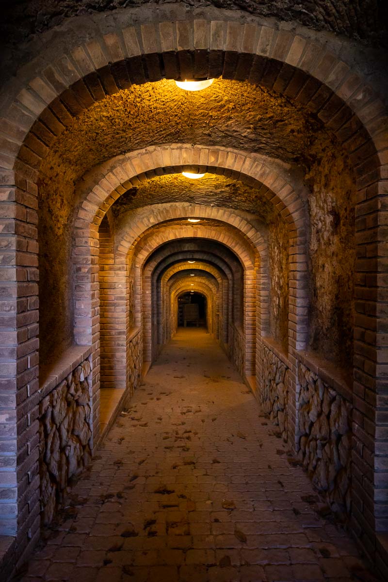 The Wine Cave tunnel that runs underneath the vineyard estate