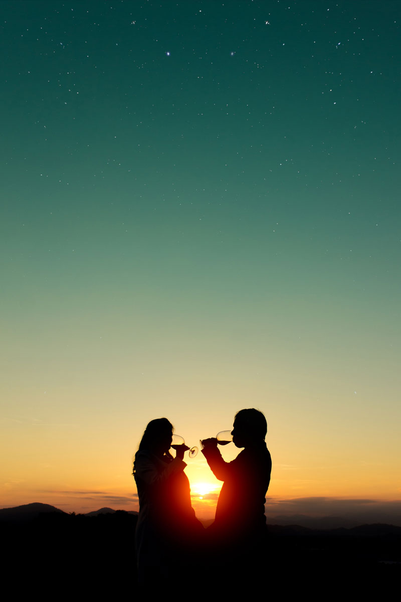 Sunset wine tasting couple in Italy, Frescati wine tour